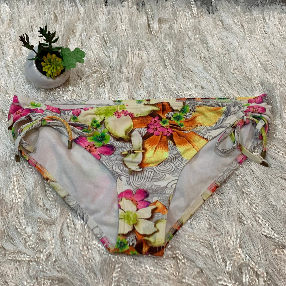 In Mocean Birds Floral Side Ties Bikini Bottoms L